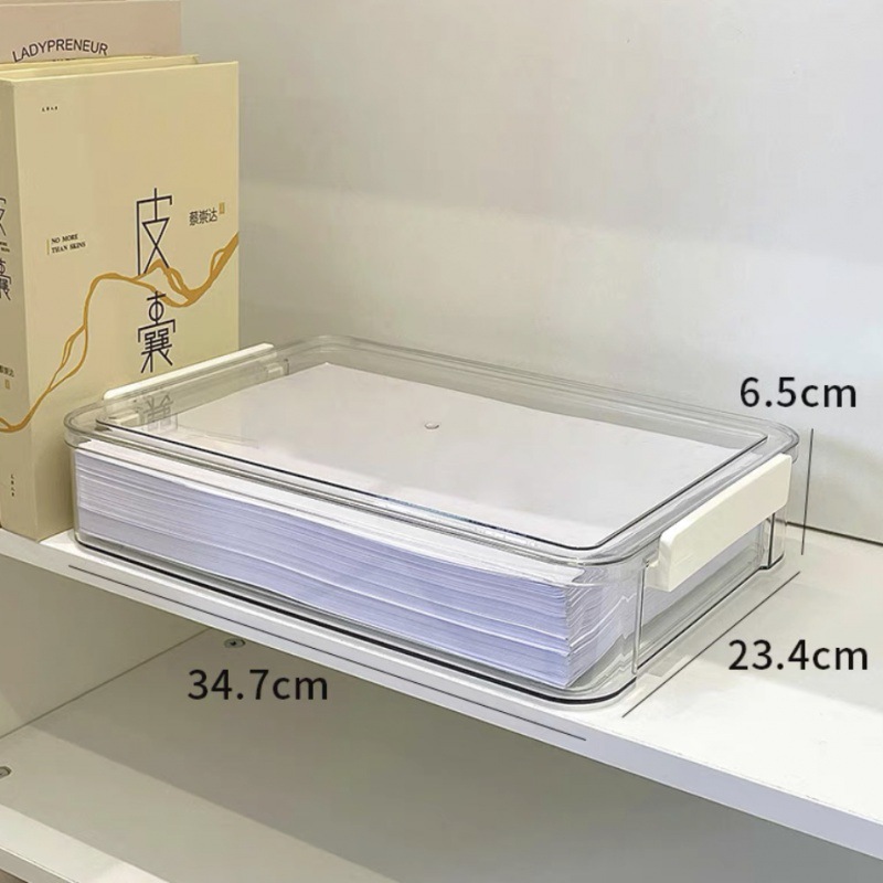 Picture of Paper storage and organizing artifact large capacity transparent plastic household registration book junior high school graduation certificate a4 file storage box