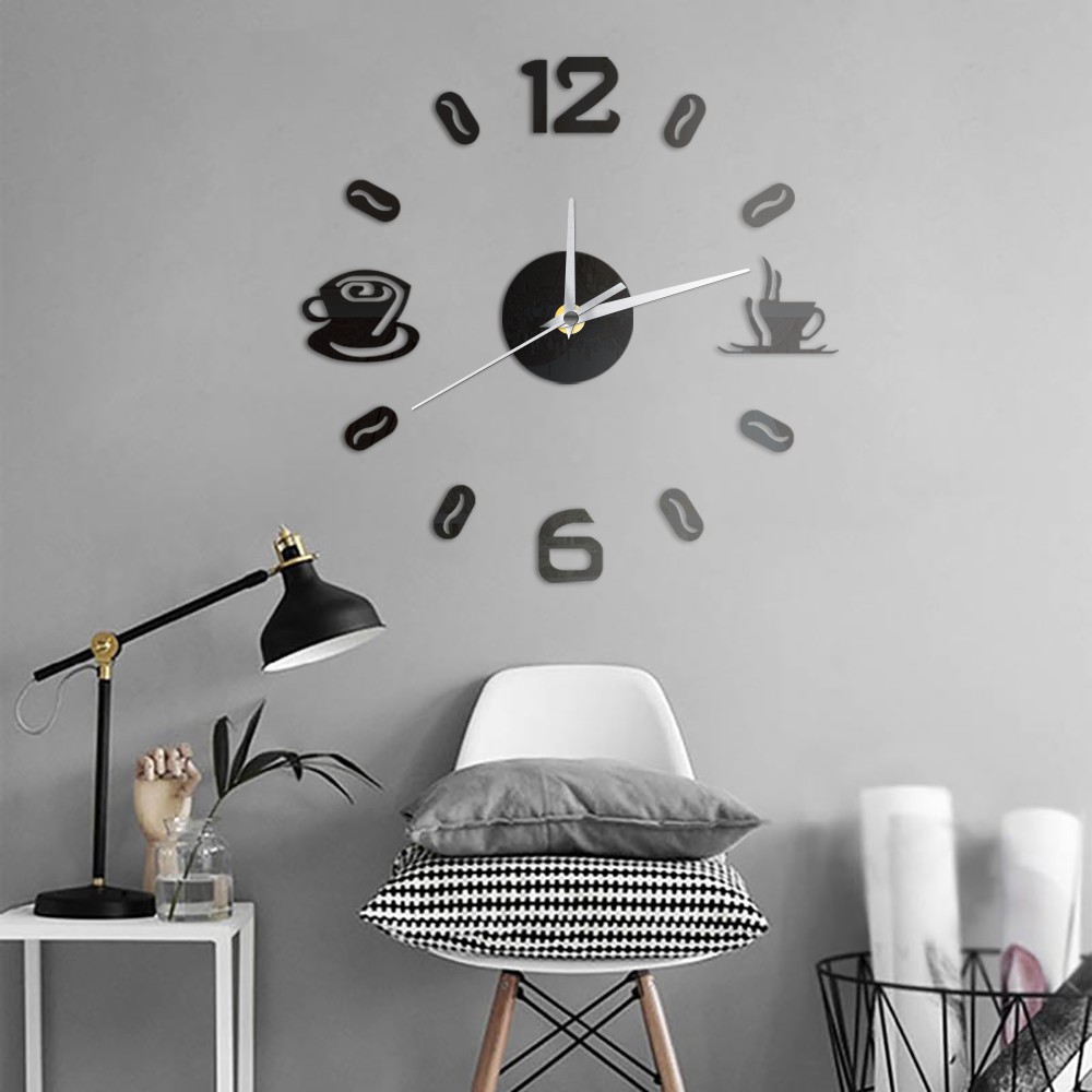 Manufacturers wholesale fashion wall clock acrylic mirror wall stickers home diy3D stereo decoration square digital clock