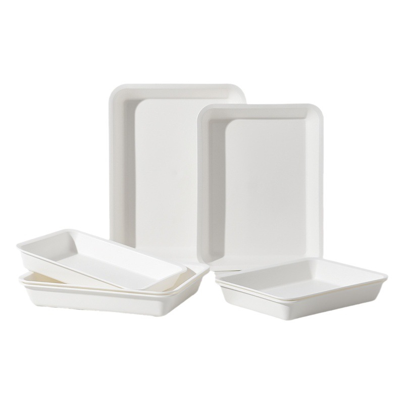 Dish plate plastic tray rectangular household fruit cup white plate commercial deep square plate wholesale 8013