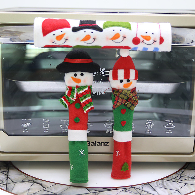 Christmas microwave oven door handle cover handle gloves anti-static double door handle extended anti-collision fabric protective cover