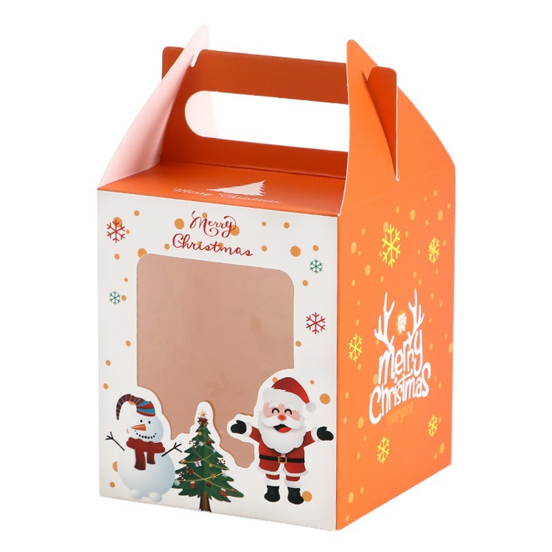 Christmas Cup Cake Packaging Box Single Grain Paper Cup Baking Portable Maffin Cup Pudding Wood Bran Cup Window Packaging Box