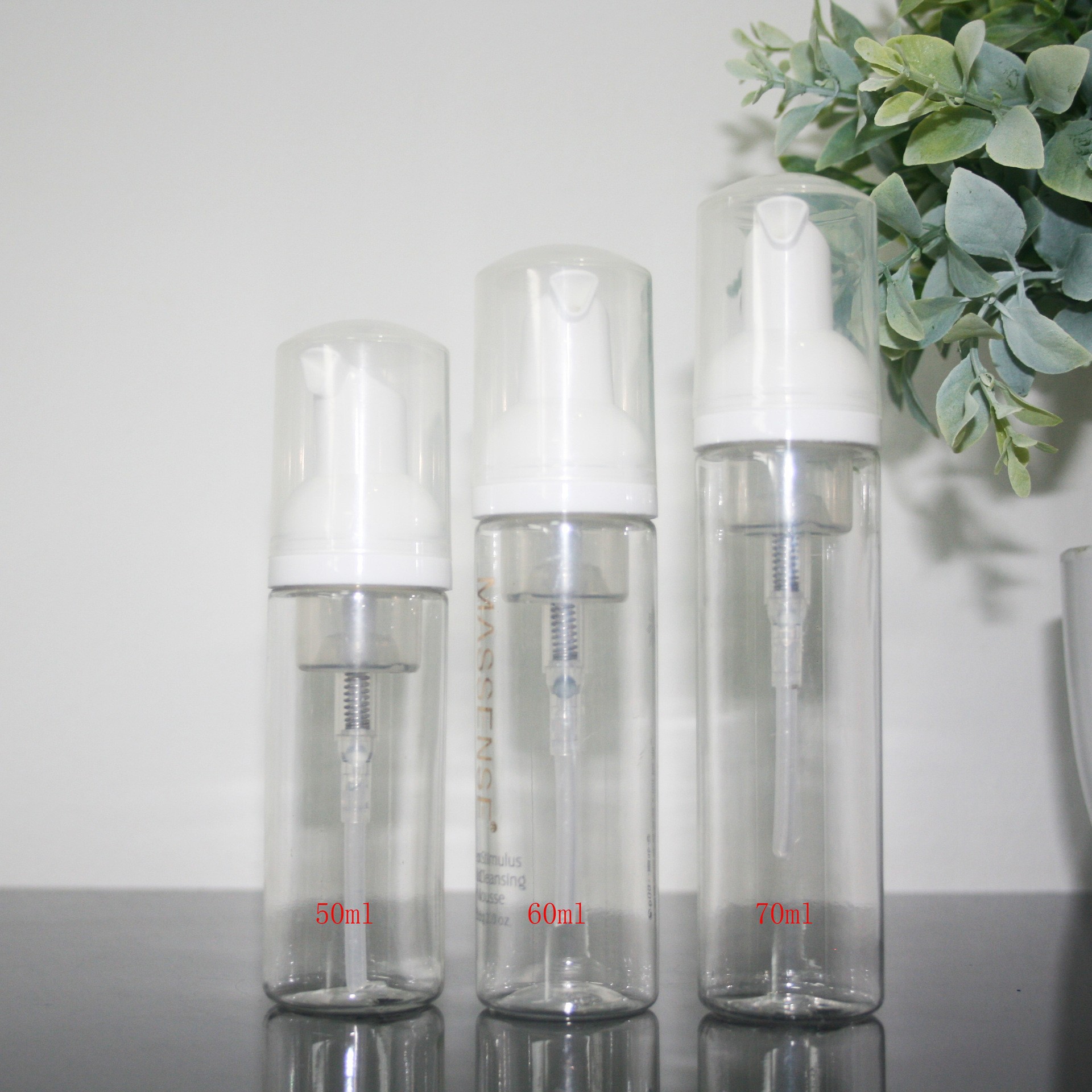 50,60,70ml foam facial cleanser bottle foam hand sanitizer bottle PET transparent foam bottle plastic bottle pressure pump