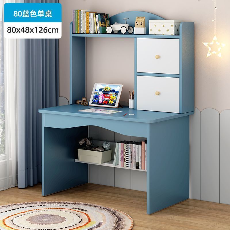 Picture of Student home study desk, children's desk, bookshelf combination table and chair set, simple bedroom, children's writing desk