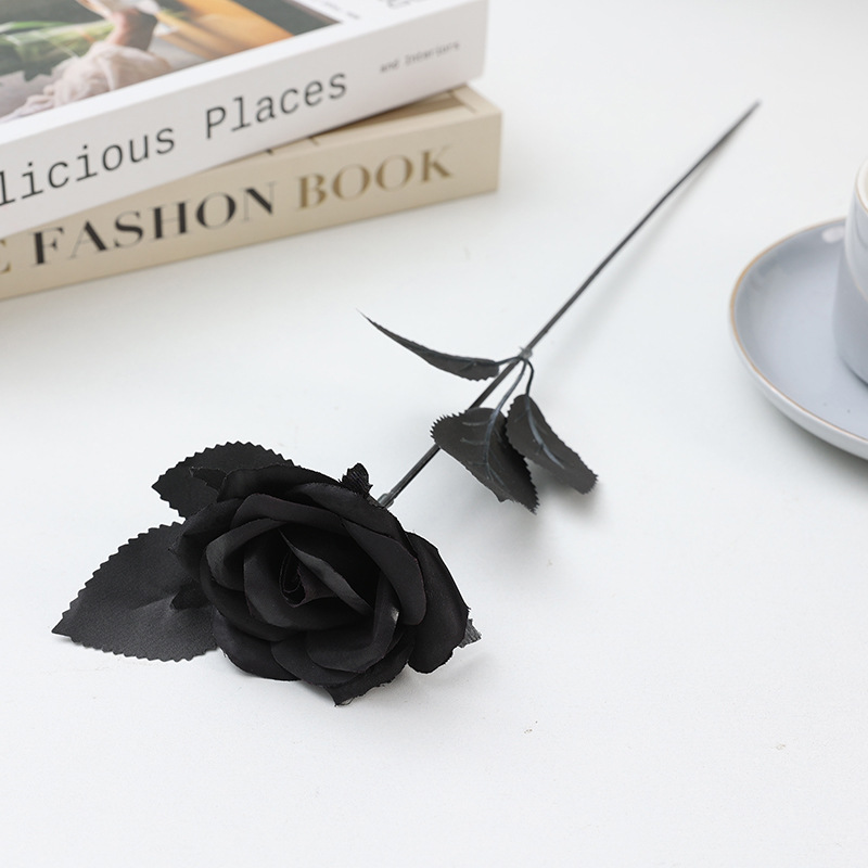 Picture of Cross-Border Supply Velvet Rose Home Decoration Wedding Bouquet Gothic Halloween Black Rose Simulated Rose