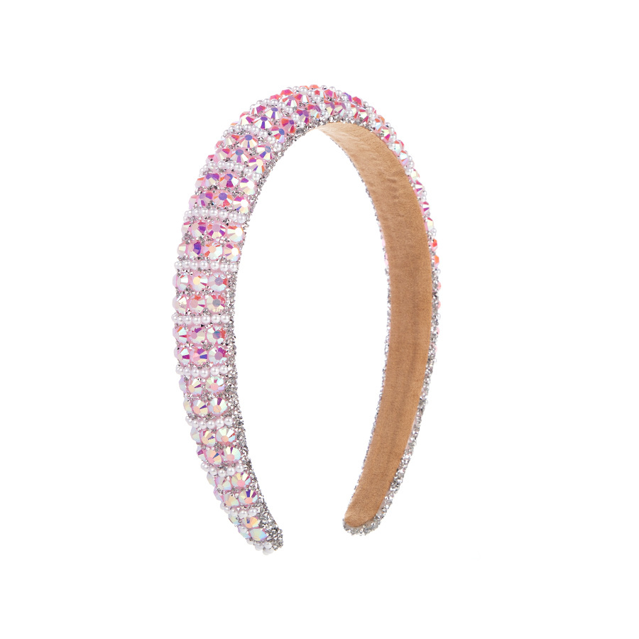 Picture of European and American-style Cross-border Grab Chain Rhinestone Small Edition Sponge Headband Headband Baroque Full Diamond Pearl Pressure Hair Headwear Hair Accessories