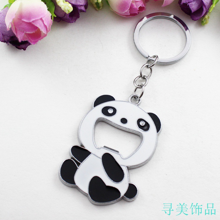 Cartoon animal shape beer bottle opener metal bottle opener cute panda bottle opener keychain pendant