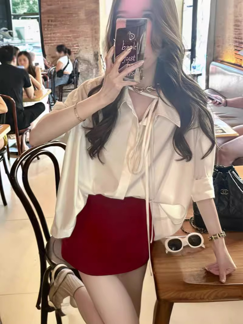 【Yqgfs】2024 the King of This Issue Has a Fried Item. Summer Photo Artifact. the True Red Elegant Short Skirt and Skirt