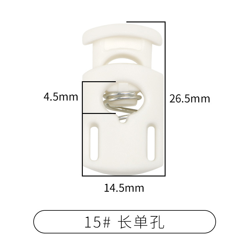 Picture of Manufacturer Plastic Adjustable Elastic Belt Spring Buckle with Rope Pig Nose Buckle Single and Double Holes Round Black Transparent Drawstring Buckle