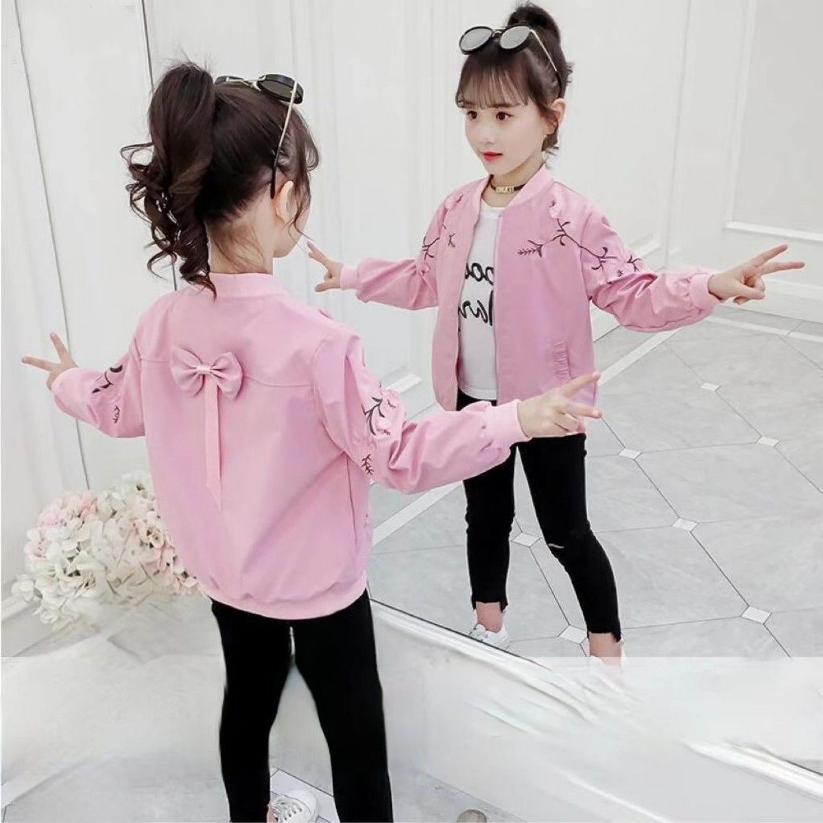Girls 2024 New Spring and Autumn Jacket Big Children's Spring 6 Western Style Jacket 8 Children's Spring 10 Year Old Top for Girls