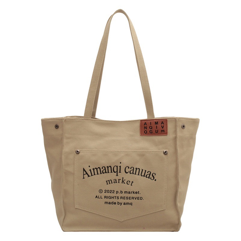 Customized Canvas Bag, High-End Large-Capacity Canvas Tote Bag, Fashionable and Versatile Shoulder Bag with Printed Logo