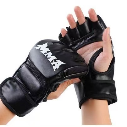 Picture of Adult Half-Finger Boxing Gloves, Sanda Muay Thai Gloves, Fighting Gloves for Men and Women, Adult Punching Bag Gloves, Trendy