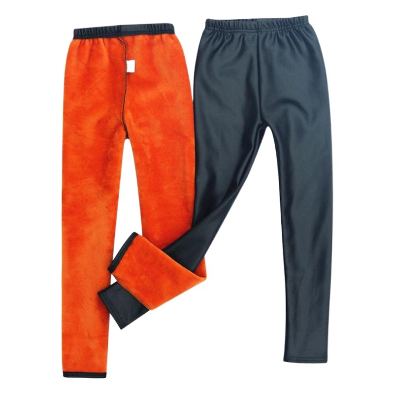 Spring and autumn girls leggings plus velvet imitation leather pants girls thin leather pants children pants wholesale