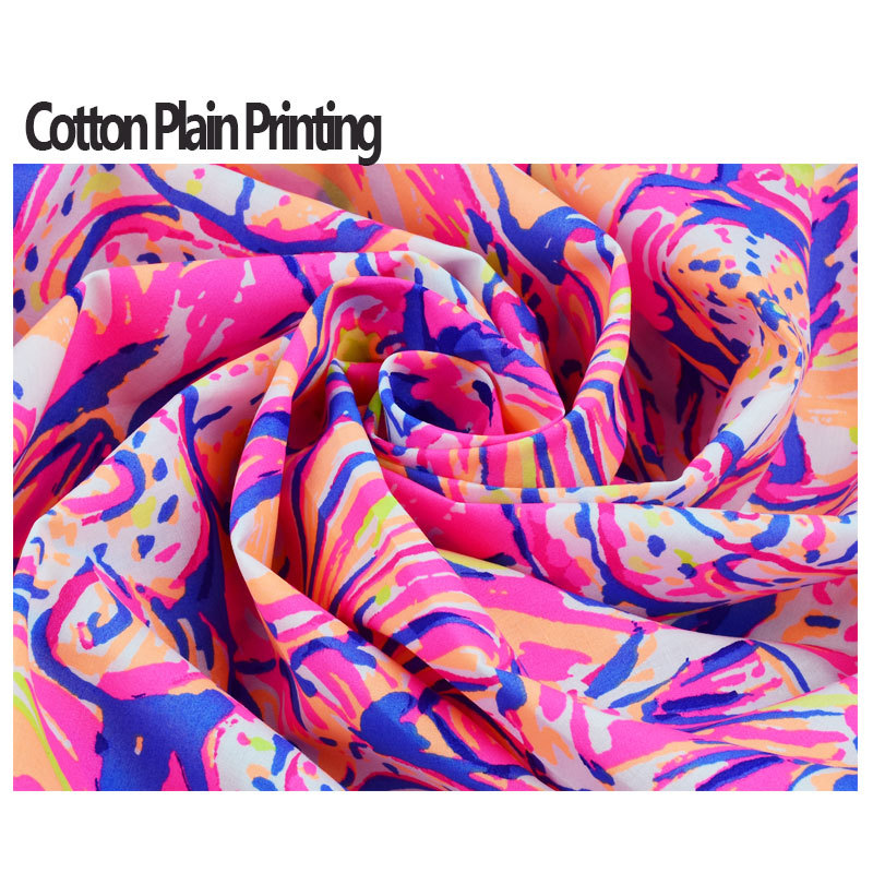 Pure cotton plain fabric digital printing wholesale summer children's shirt ladies dress woven fabric