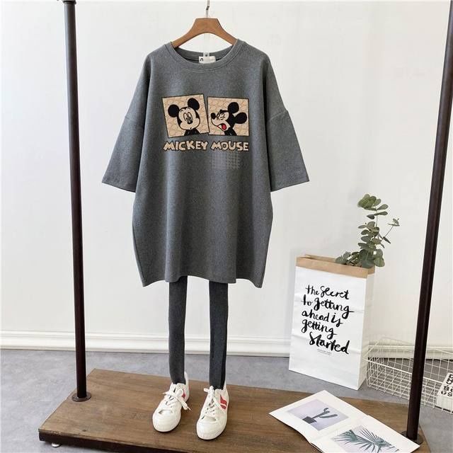 Picture of Pregnant Women's Summer Top T-shirt Mid-length Pure Cotton Short-sleeved Pregnant Women's T-shirt Loose plus size Korean Fashionable Base Shirt for Summer