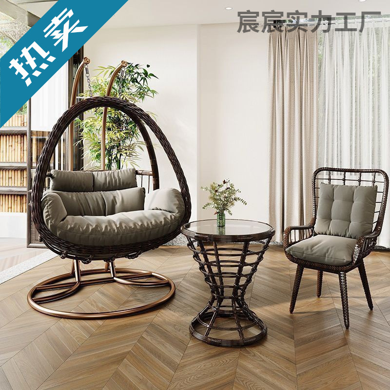 Internet celebrity double hanging basket chair, indoor home swing rocking chair, balcony courtyard bird's nest cradle, leisure hanging chair combination