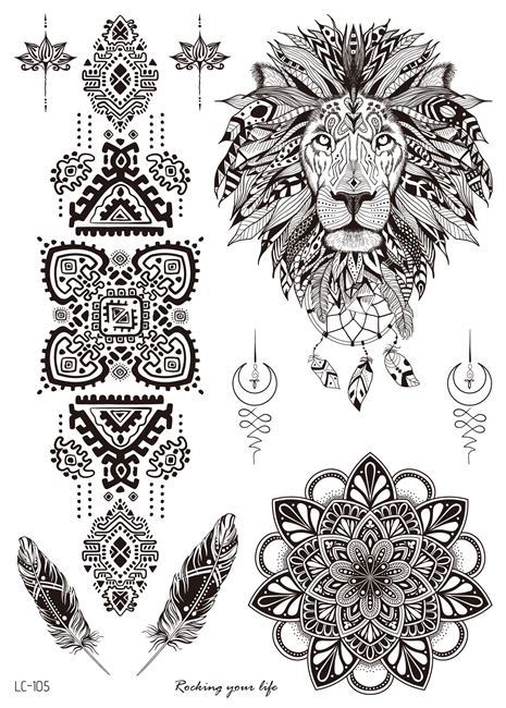 Picture of Cross-border Black Tattoo Sticker Retro Hand Pattern Tattoo Sticker Mandala Flower Collarbone Temporary Tattoo Sticker