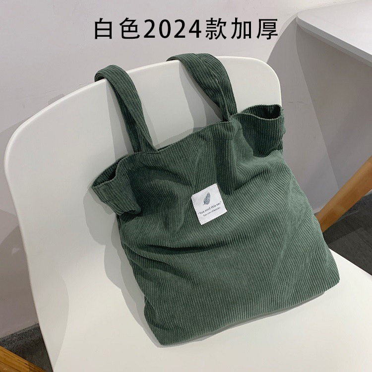 Picture of Spot Corduroy Shoulder Bag Baita Student Handbag 2024 Guangzhou Shiling Casual Shopping Bag Women's Tote Bag