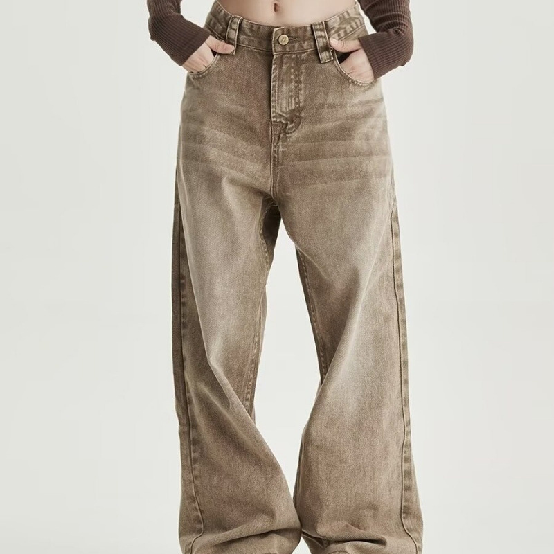 Washed Old Jeans for Men and Women Autumn American Retro Fried Street Wide Leg Pants 2025 New European and American Style High Street Tide