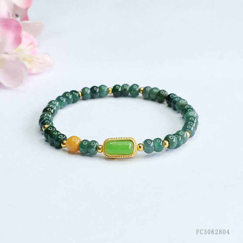 Jianyu natural jade bracelet blue water abacus beads bracelet retro jade factory wholesale generation FC3062804