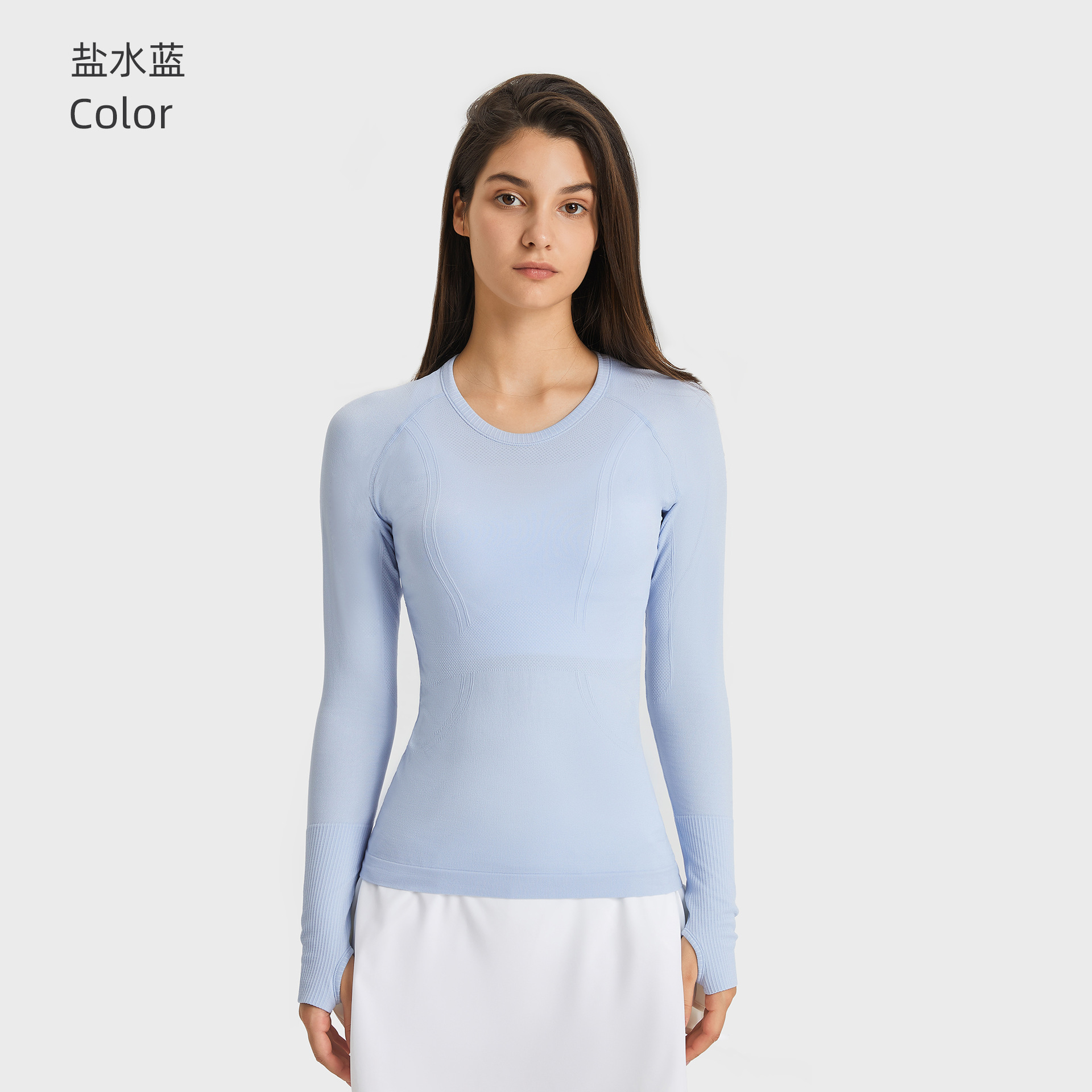 Picture of Cross-Border New Quick-Drying Top Long-Sleeved Women's Sports Running Fitness Breathable Seamless One-Piece Yoga Wear D19083