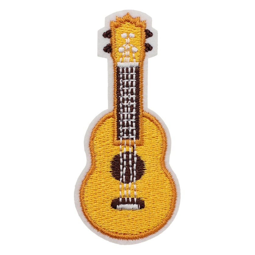 Cross-border creative guitar embroidery brooch ukulele decorative pendant pin peripheral piano bag backpack clothing stickers