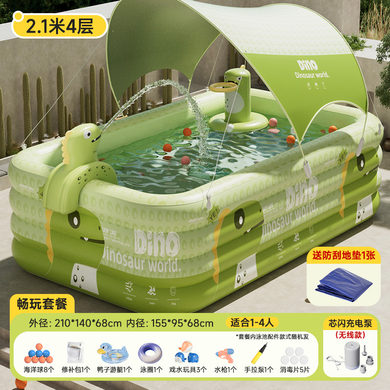 Picture of New Children's Home Outdoor Inflatable Swimming Pool Large Sun Protection Pool Thickened Environmentally Friendly Baby Swimming Pool