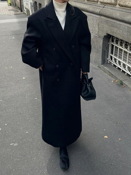 2024 Europe and the United States cross-border autumn and winter new long large woolen cloth coat loose warm fashion elegant British style