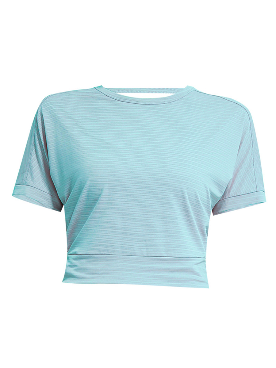Picture of European and American Summer Fitness Clothes Loose Breathable Sports T-shirt Women's Running Yoga Top Jacquard Short-sleeved New