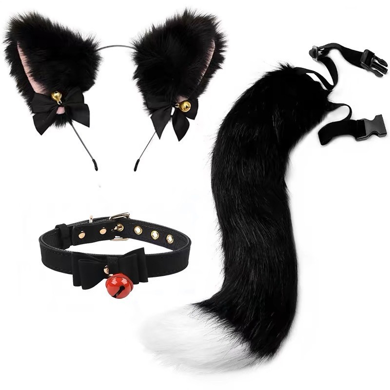 Cosplay cat girl accessories tail cos strap cat ear headband Japanese handmade animal ear headband fox hair accessories