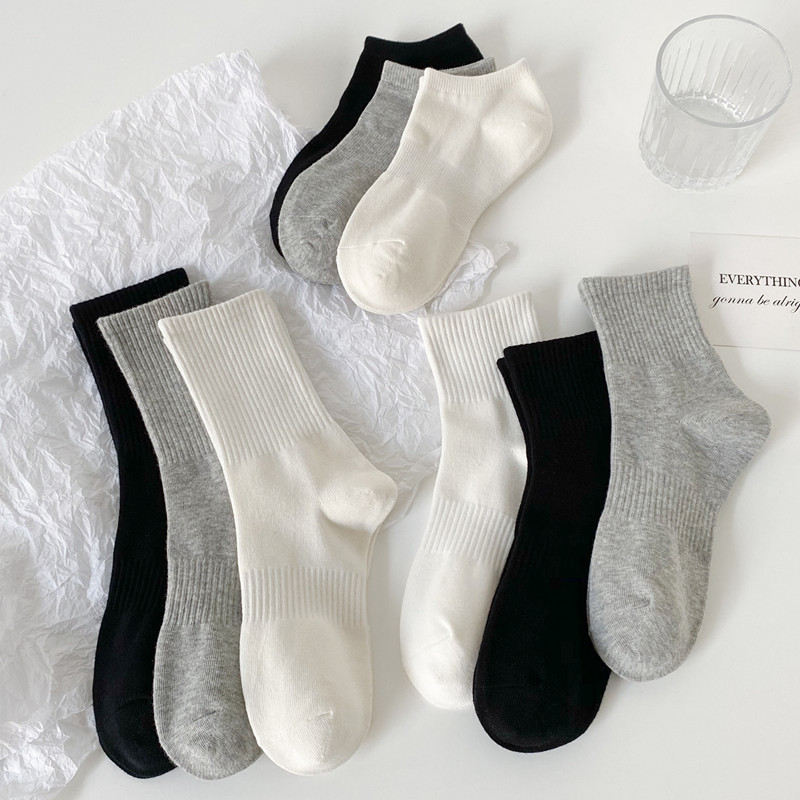 White Socks Women's Mid-tube Socks Spring and Autumn Pure Cotton Socks Ins Fashionable Socks Sweat Absorbing Breathable All-match Sports Socks for Children