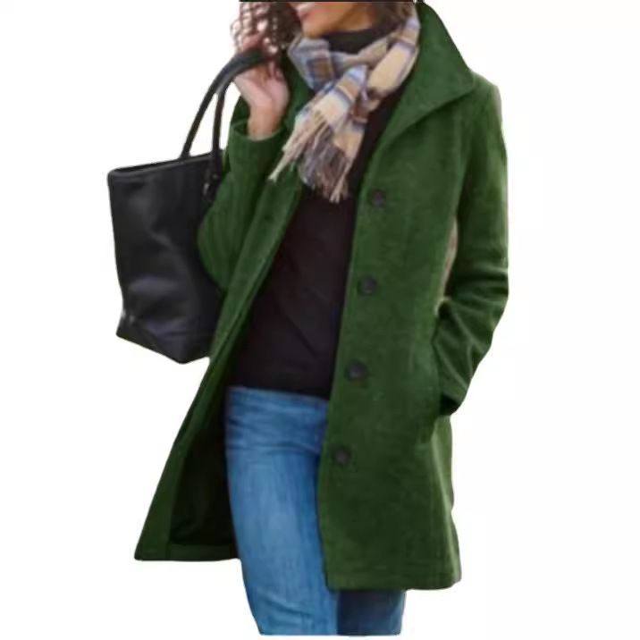 Picture of Export design womenswear Spring and Autumn Simple American Mid-length Quality Women's Coat Woolen Jacket
