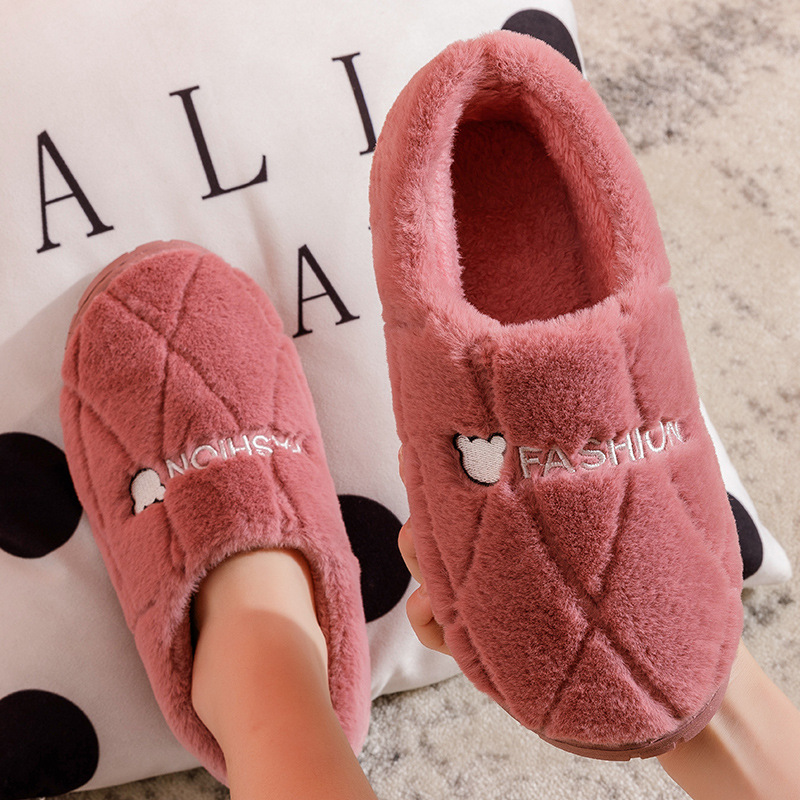 Fashion New Cotton Slippers Men's Autumn and Winter Bag Heel Indoor Household Thick-soled Warm Home Non-slip Mao Mao Cotton Shoes Women