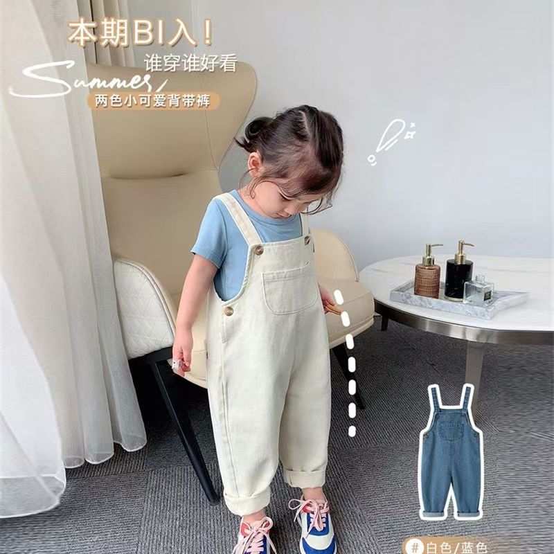 2025 Spring & Fall Outer Wear Girls Baby Denim Overalls Pants Summer Kidsren's Jeans