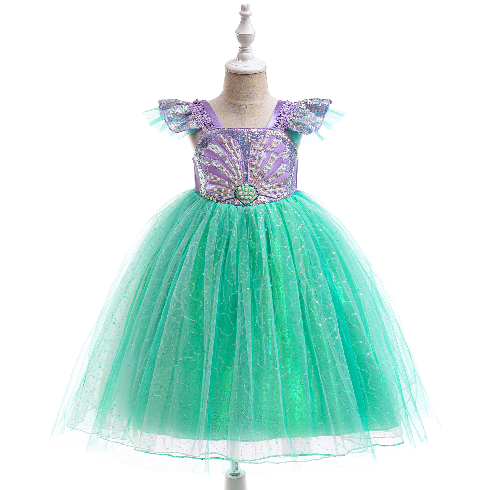 Amazon Girls New cosplay Mermaid Ariel Princess Dress Sequin dress Children Performance Clothes