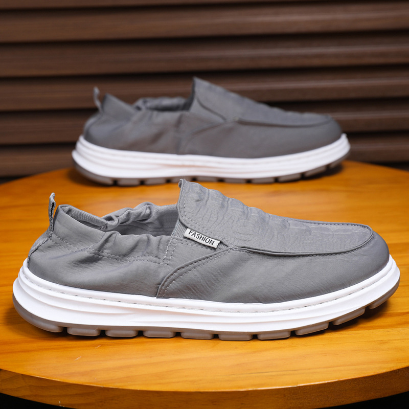 Old Beijing Cloth Shoes Men's Summer Breathable Non-slip Ice Silk Casual Shoes Men's Sports Work Slip-on Canvas Shoes