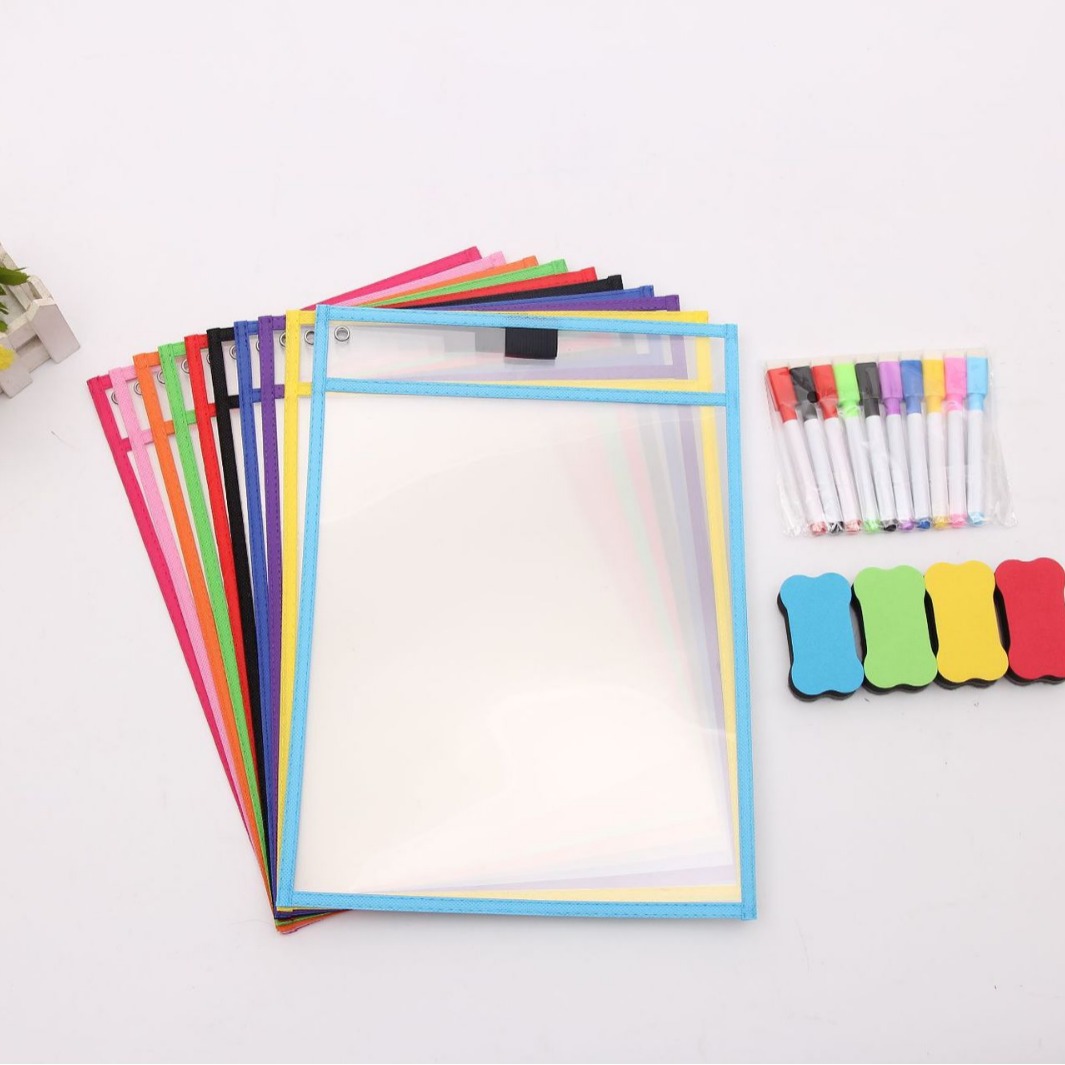 Picture of Portable File Storage Bag Red Painting Bag Erasable Hanging PVC Dry Erasing Bag a4 Transparent Sewing File Bag