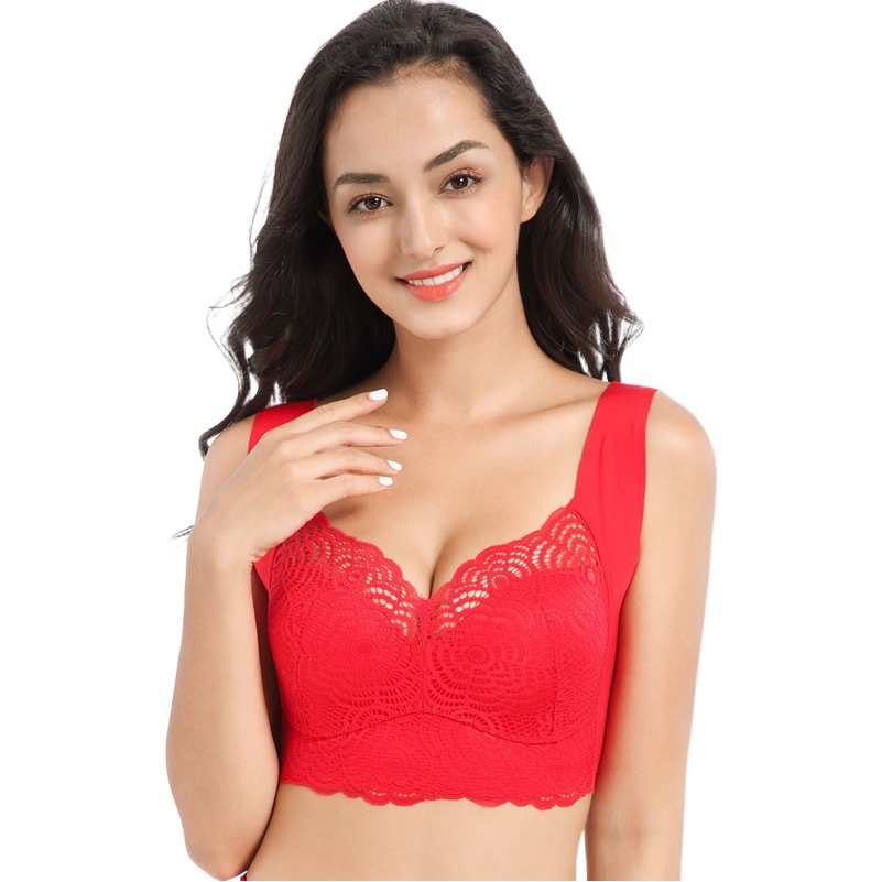 Picture of Plus Size Lace Bra Fat mm 100kg Wire-Free Vest Style Sports Sleep Push-Up Bra Wholesale