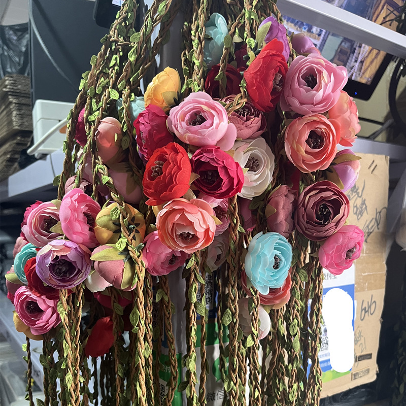 Hat rattan artificial flower garland hat decorations crochet hat accessories