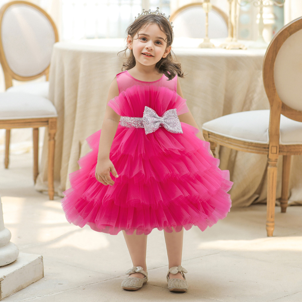 Picture of Cross-border Europe and the United States New Baby Dress Baby One-year-old Puffy Cake Birthday Dress Children's Mesh Princess Dress