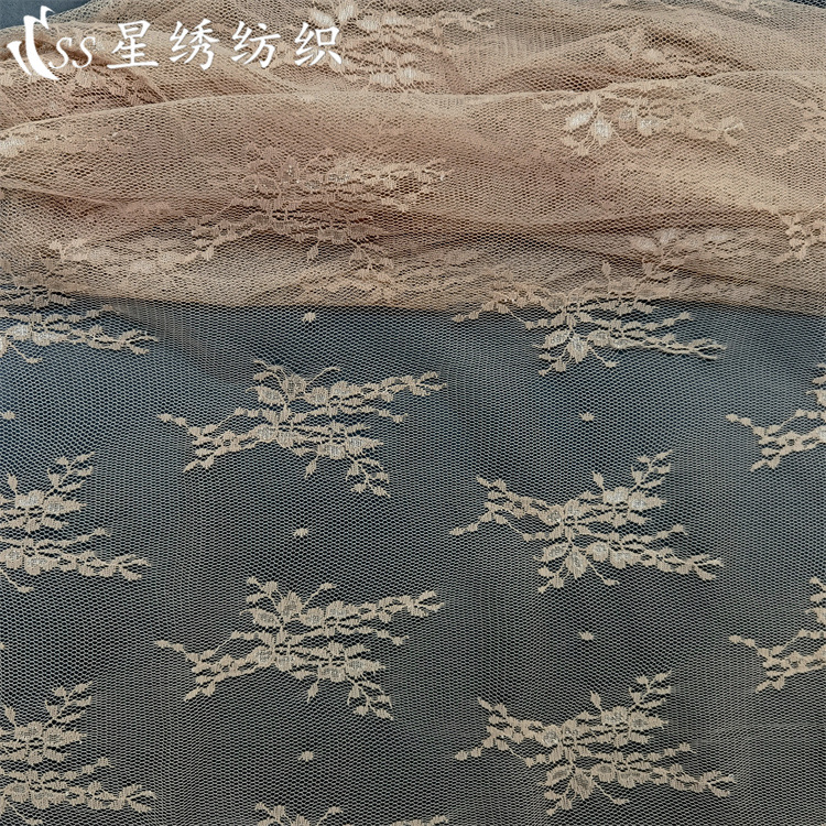 Classic Stretch Lace Fabric with Bright Silk Flowers, Soft and Skin-Fribottomly Women's Bottoming Shirt and Skirt Splicing Fabric