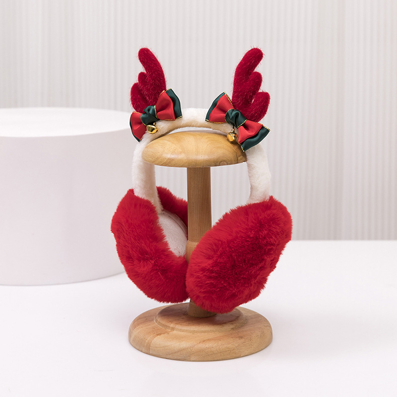 Picture of Christmas antlers foldable children's earmuffs winter warm earmuffs full velvet earmuffs windproof cold protection students ear warming