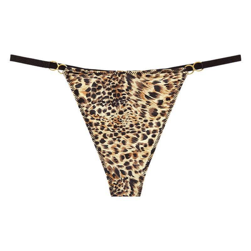 Si Erjian Sexy Leopard Fine Belt Thong One-piece Seamless Ice Silk Yoga Sports Fitness Pants Quick-drying Europe and America