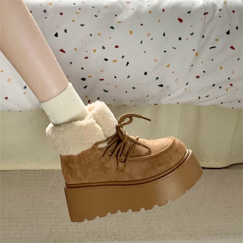 Fashion Tribal Frosted Vintage Short Tube Snow Boots Women's Autumn and Winter 2024 New fleece-lined Mao Mao Thick Sole Large Cotton Shoes