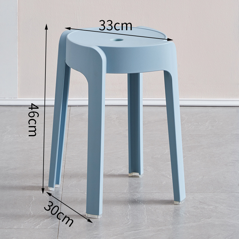 Picture of High Mature Plastic Stool Thickened Square Circle Backrest Home Dining Table Plastic Stool Dengzi Windmill Simple Bench Nordic Living Room