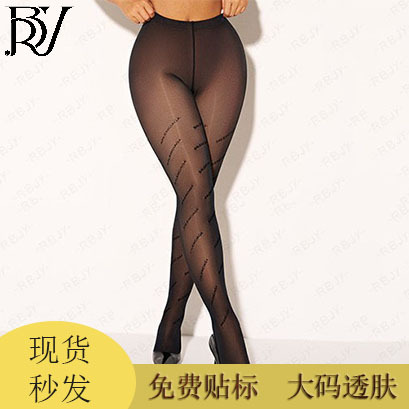 Cross-Border Large Size Printed Black Translucent Velvet Leggings Autumn and Winter Warm Thickened Pantyhose Outer Wear All-In-One Socks with Feet