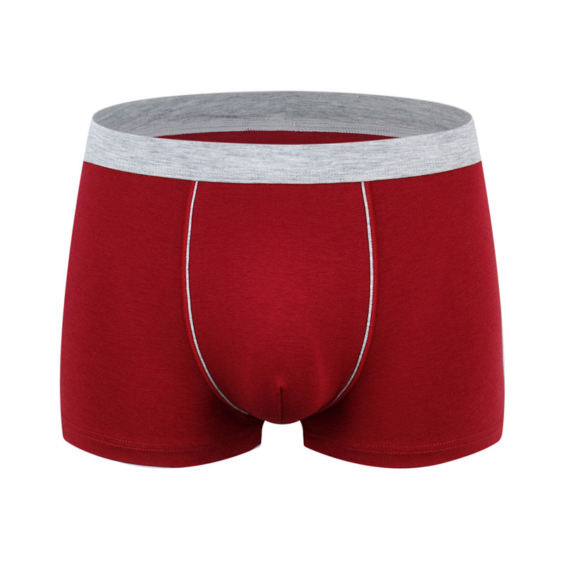 Picture of Men's cotton underwear plus size fat guy boxers breathable 3D seamless sexy youth cotton red boxers