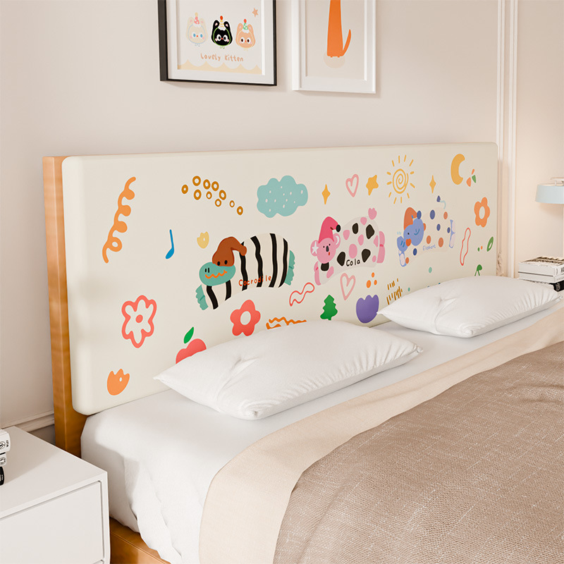 Picture of Home Bedroom Cartoon Bedside Cushion Thickeneded High-Density Sponge High Rebound Fixed Self-Adhesive Tatami Bed Cushion