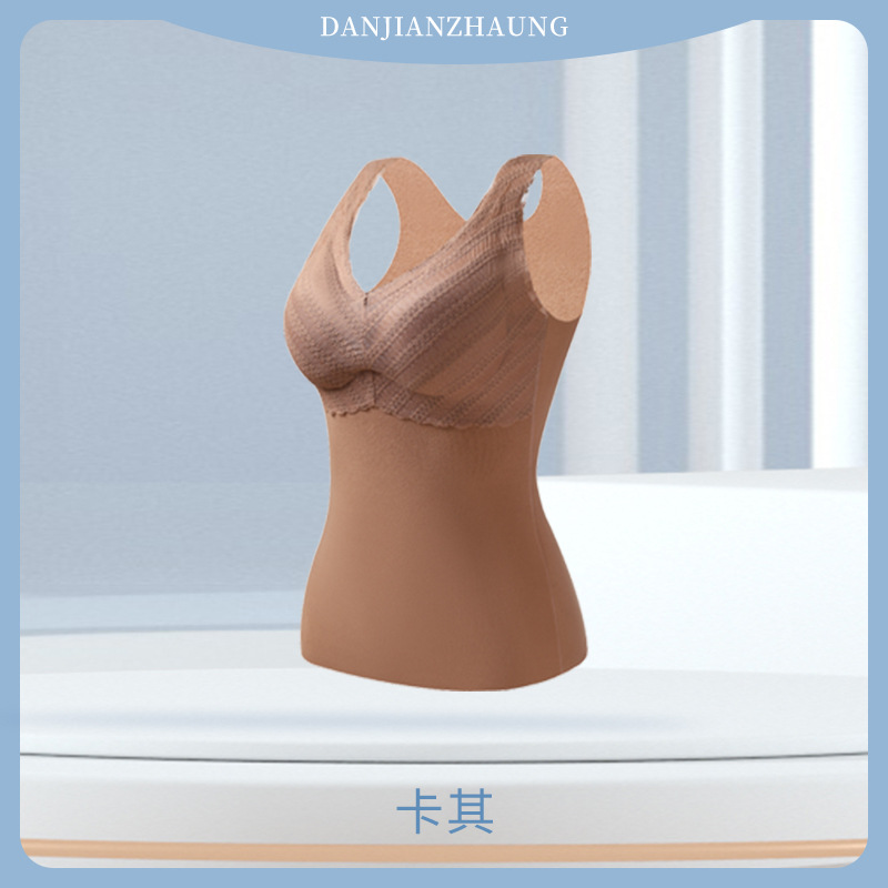 Picture of Seamless thermal underwear women's vest with chest pad fleece-lined thickened bodybuilding tight bottoming autumn and winter factory wholesale