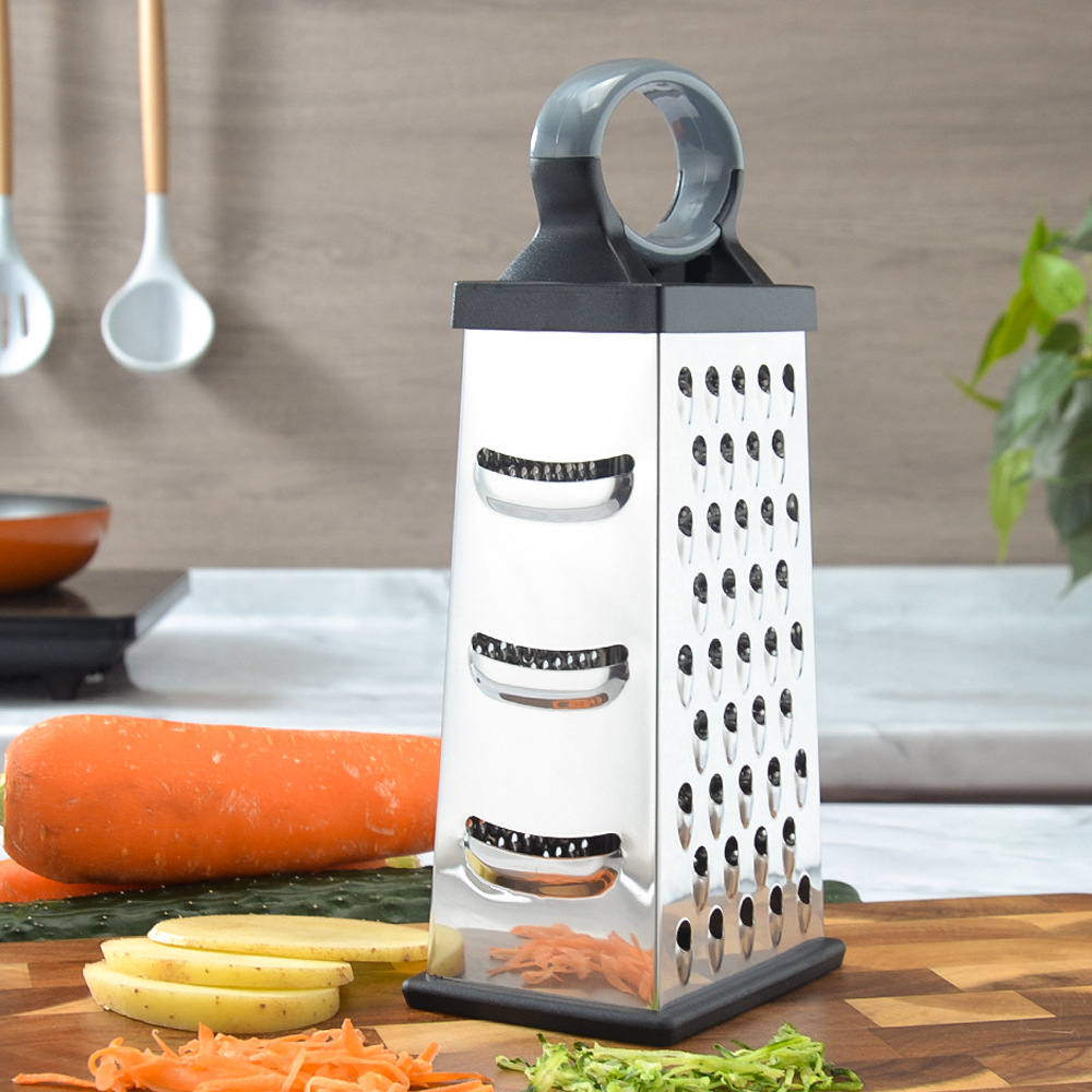 Picture of Hot-selling egg-shaped handle multi-function four-sided planer stainless steel wire cutter black craft grater kitchen tools