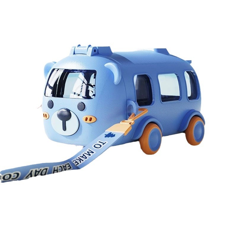 Picture of Children's Water Cup Summer Cartoon Baby Bus Straw Cup Kindergarten School Special Car Water Cup Student